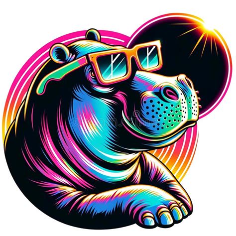 Hippo Porter Des Lunettes Et Regarder L éclipse Solaire Clipart