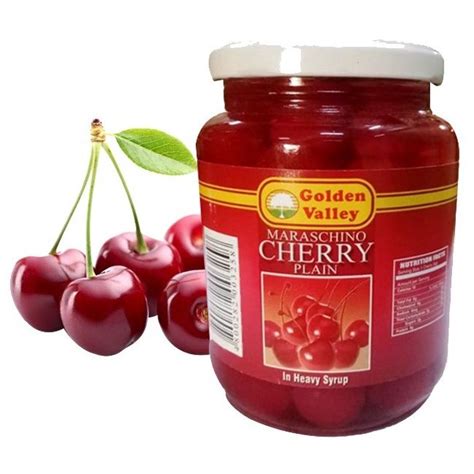 ☟golden Valley Maraschino Cherry With Stem In Heavy Syrup 16oz