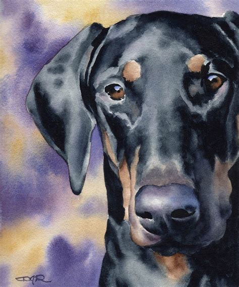 DOBERMAN PINSCHER Art Print by Watercolor Artist DJ Rogers | Etsy