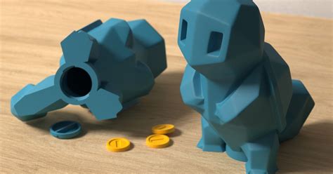 Low Poly Squirtle Piggy Bank By Agustin Arroyo Printables Store