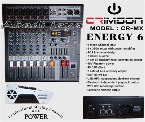 Jual Power Mixer Crimson Cr Mx Energy 6 700watt 6 Channel Original