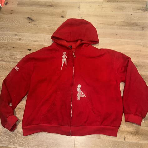 Red Named Collective Red Zip Hoodie Unrealistic Depop