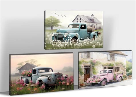 Amazon Panels Farmhouse Truck Wall Art Old Truck Canvas Wall