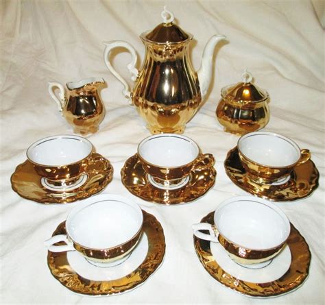 Bavaria Gold Plated Germany Tea Set 15 Piece Tea Cups Vintage Tea