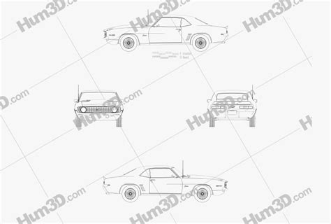 Chevrolet Camaro 350 Coupe 1969 Blueprint Hum3d