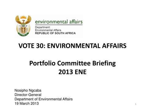 Ppt Vote 30 Environmental Affairs Portfolio Committee Briefing 2013 Ene Powerpoint