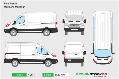 Ford Transit Van Template Vehicle Outline Blueprint Download