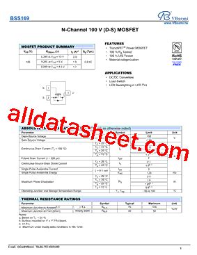 Bss Datasheet Pdf Vbsemi Electronics Co Ltd