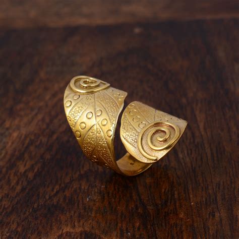 Brass Olive Leaf Wraparound Ring Brass Leaf Ring Leaf Vine Etsy