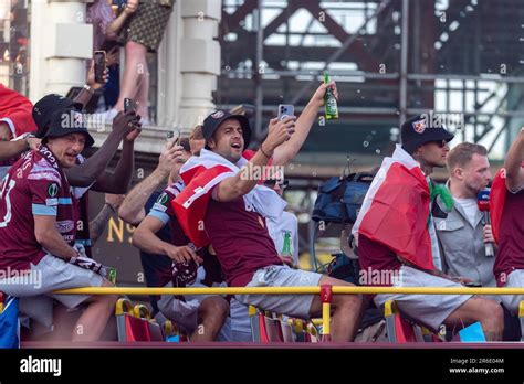 Players At West Ham Utd Football Team S Open Top Bus Victory Parade To