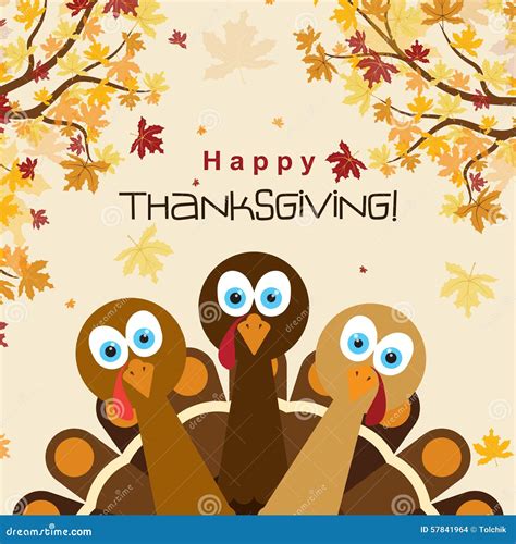 Template Greeting Card With A Happy Thanksgiving Turkey Vector Stock