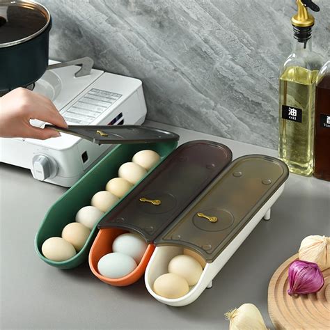 Automatic Scrolling Egg Rack Holder Storage Box Egg Basket Food