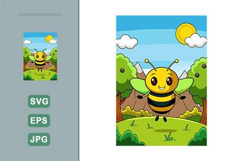 Bee Vector Landscape Background Graphic by Wanda Design · Creative Fabrica