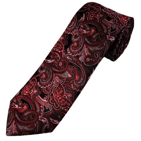 Simon Carter London Black Red Paisley Pattern 100 Silk Men S