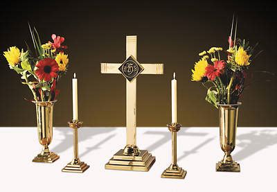 Sudbury Lc Solid Brass Altar Set Cokesbury