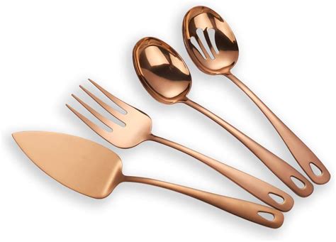 Berglander Stainless Steel Rose Gold Titanium Plated Flatware Serving Set 4 Pieces