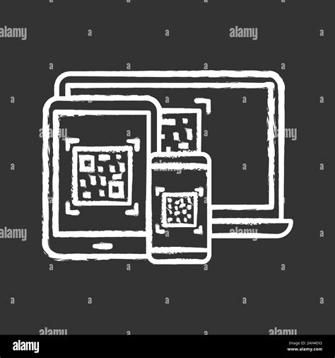 QR Codes On Different Devices Chalk Icon Matrix Barcodes Generator 2D