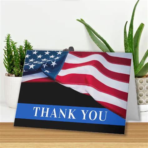 Police Officer American Flag Law Enforcement Thank You Card Zazzle