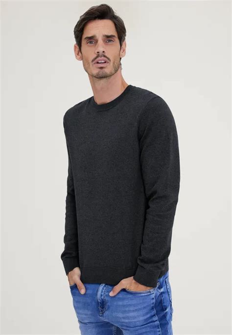 STREET ONE Pull over en mouliné doux pour hommes en Vert STREET ONE