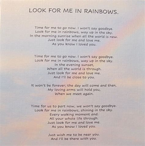 Look For Me In Rainbows Framed Picture Bereavement Poem Bereavement