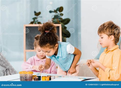 Beautiful Little Multiracial Children Stock Photo - Image of indoors, friends: 154841020