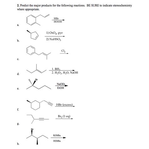 Solved Predict The Major Products For The Following Chegg