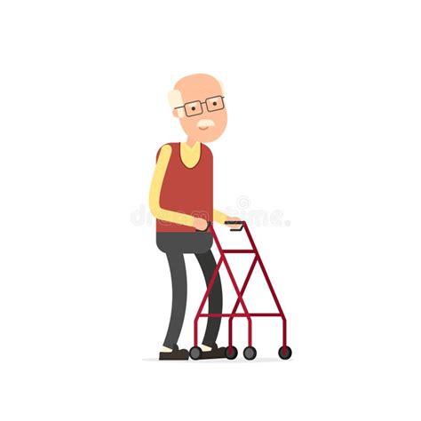 Viejo Hombre Que Camina Con Rollator Ilustraci N Del Vector