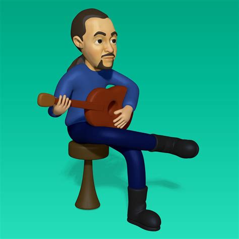 The Guitarist Man Playing Acoustic Guitar 3d Model Cgtrader