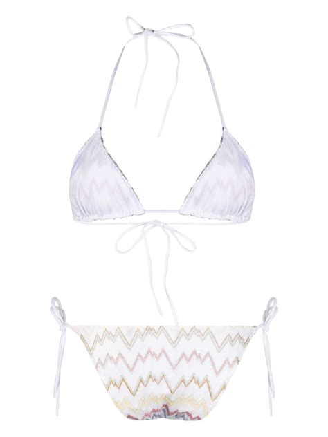 Missoni Zig Zag Woven Triangle Bikini In White ModeSens