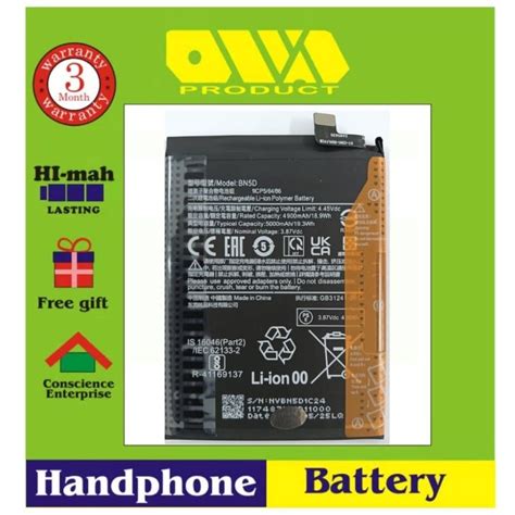 For Xiaomi Redmi Note 11s Battery Bn5d Shopee Malaysia