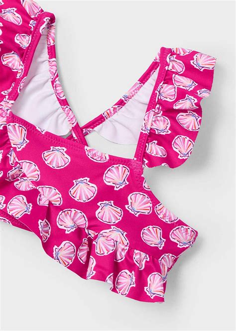 Bikini imprimé à volants fille Magenta Mayoral