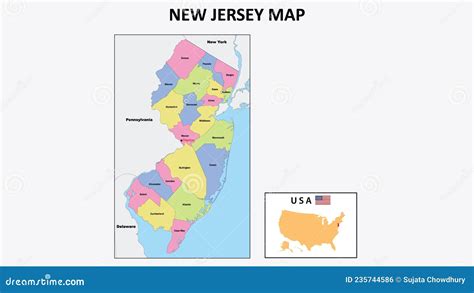 New Jersey Map. State and District Map of New Jersey Stock Vector ...