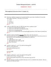 Database Management System Assignment Questions Analysis Course Hero