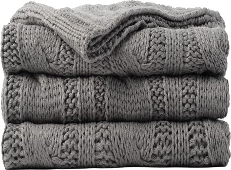 Amazon Battilo Grey Knitted Throw Blanket For Couch Soft Cozy