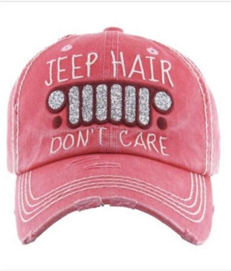 Distressed Black Jeep Hair Don T Care Baseball Hat Jeep Etsy Jeep Hair Pink Baseball Cap