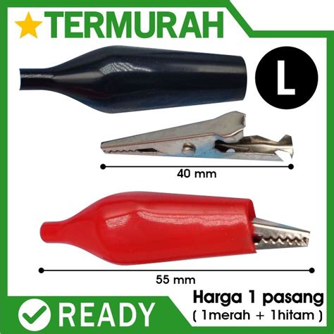 Jual SEPASANG Jepit Buaya L Merah Hitam Alligator Clip Capit Aki Klip