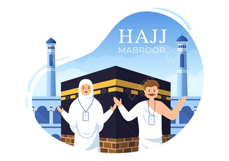 Gambar Ilustrasi Kartun Haji Atau Umrah Mabroor Dengan Watak Orang Dan