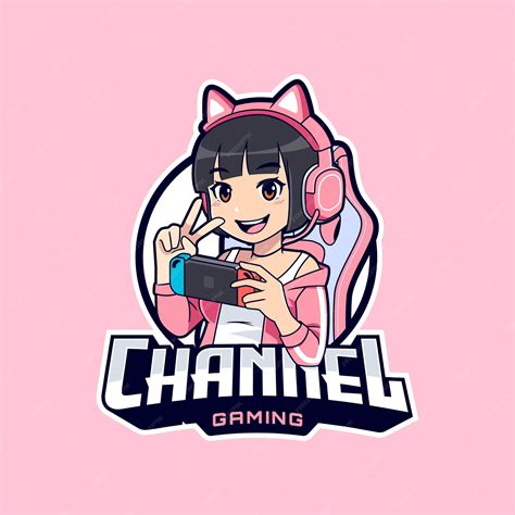 Premium Vector Cute Attractive Gamer Streamer Girl Esport Logo Template