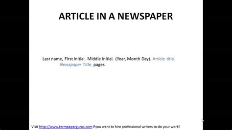 How To Write A Newspaper Article In Apa Format