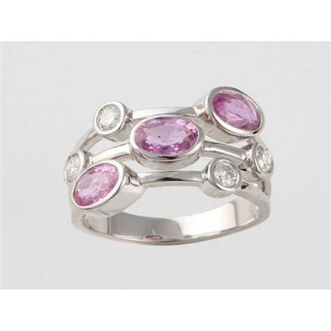 Ct White Gold Pink Sapphire Ct And Diamond Ct Bubble Ring