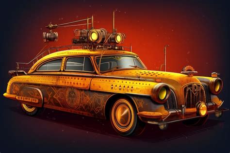 Premium AI Image | Vintage car on the background of the night sky