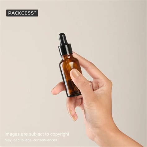 30ml Amber Glass Dropper Bottle With Black Metal Dropper For Cosmetics