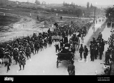 A Photograph Shows French Infantry Moving To The Front Line From