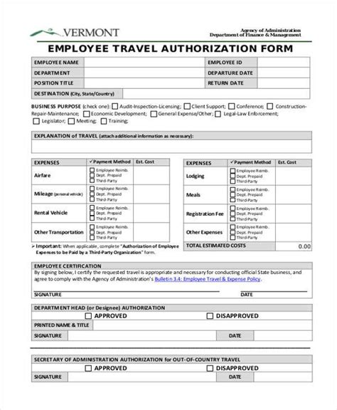 Travel Authorization Letter Sample