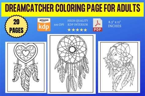 Dreamcatcher Coloring Page For Adults Graphic By Kdp Interiors Market