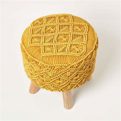 Willow Macrame Yellow Footstool