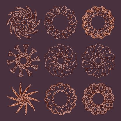 Decorative Design Elements Patterns Set Stock Illustration - Download ...