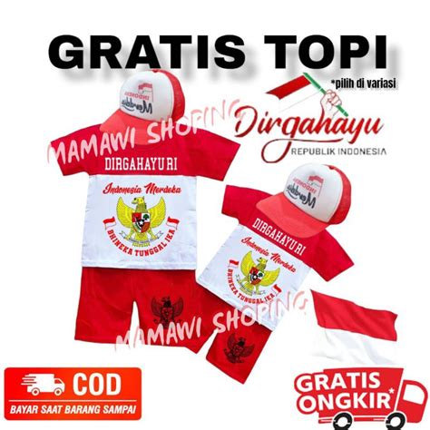 Jual Baju Merah Putih Anak Setelan Baju Anak Garuda Pulau Merah Putih