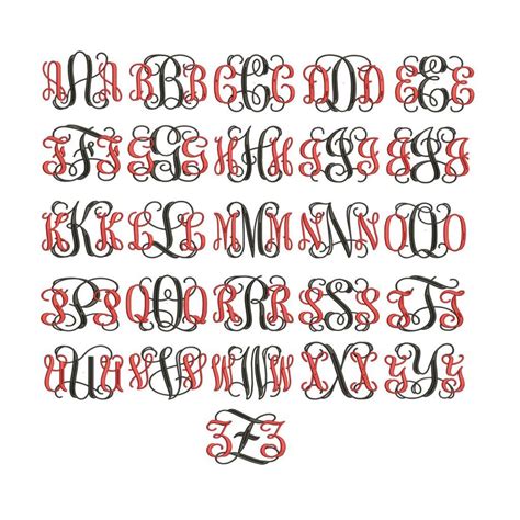 Interlocking Embroidery Font Interlocking Vine Monogram Font