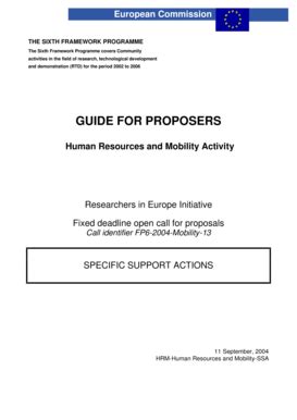 Fillable Online Ec Europa Guide For Proposers Human Resources And